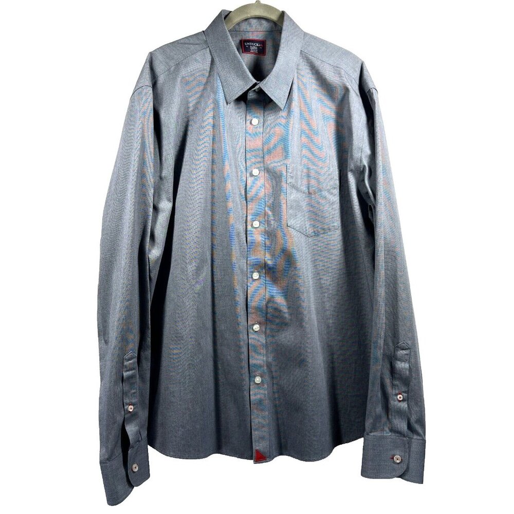 UntuckIt Men's Shirt Size XL Blue Red Button Up Long Sleeve Casual Career Cotton